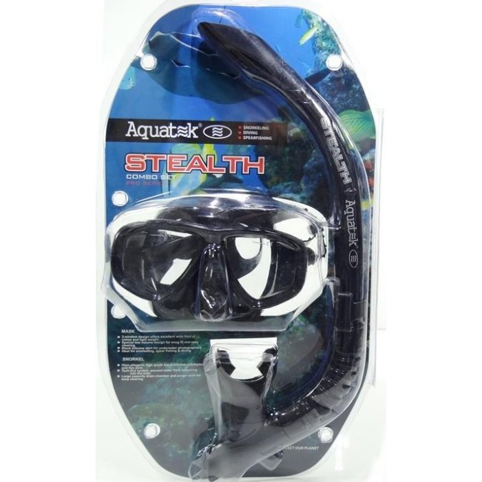 Kit Combo Gafas Careta Y Esnorkel Snorkel Buceo Aquatek Stealth