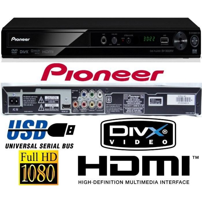 Reproductor Dvd Hdmi Full Hd 1080 Usb Divx Pioneer Dv-3022kv