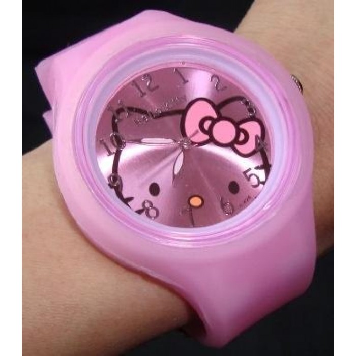 Reloj De Goma Silicona Hello Kitty Para Mujeres Y Niñas manecillas