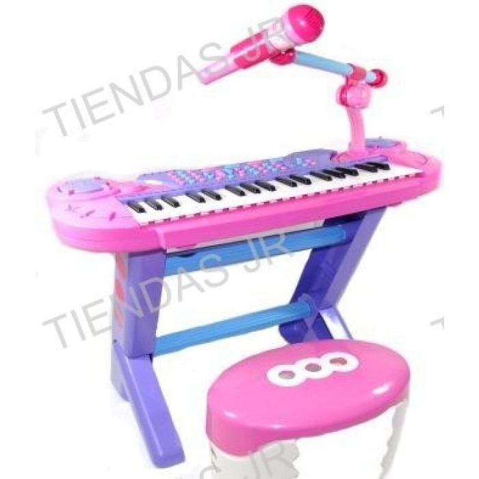 Organeta Teclado Rosada Piano Niñas Con Mesa Microfono 37 tecclas