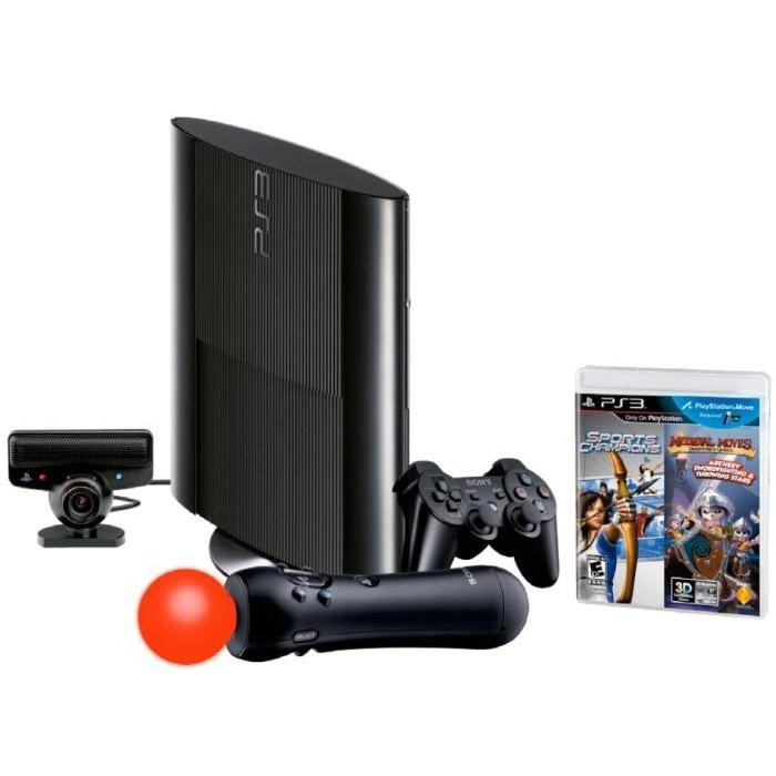 Consola PlayStation 3 Ultra Slim 250Gb + Kit Move + 1 Control + 2 Juegos