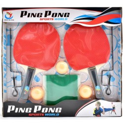 Kit Para Ping Pong Con 2 Raquetas Malla Soportes y 3 Pelotas