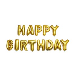 Globos Metalizados Dorados 13 Letras Happy Birthday Fiestas De Cumpleaños 16''